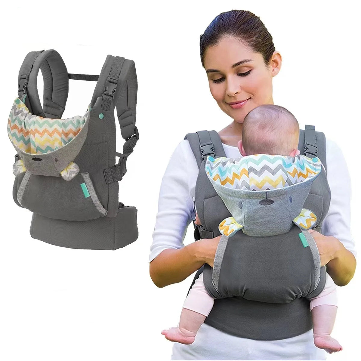 Porte bebe avec chapeau face a face