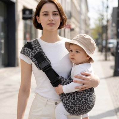 Porte bebe gris maman marche porte son enfant latéral 