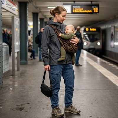 Porte bebe maman et son bebe dans le metro